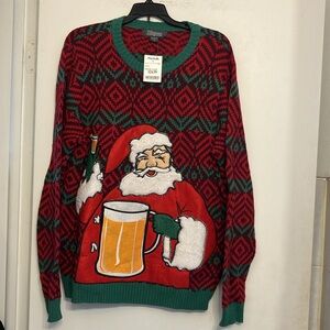 NWT Ugly Christmas sweater hold my beer Santa men’s large